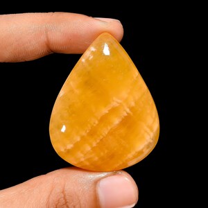 Calcite arancione naturale cabochon a fondo piatto pietra preziosa guarigione cristallo calcite arancione a bande