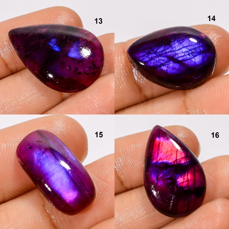 Purple Dyed Labradorite Gemstone Cabochon Heated Purple Labradorite Stone for Making Jewelry, Pink Labradorite Cabochon image 4