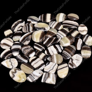 Natural Zebra Calcite Cabochon Flat Back Gemstone Phantom Calcite Stone Black & White Zebra Calcite Crystal Wholesale, Zebra Stone
