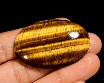 Lot De 10 Pierres Précieuses œil De Tigre Naturel - Cabochon Ovale 8x16 Mm - Qualité AA++ - 53 Carats - Inde