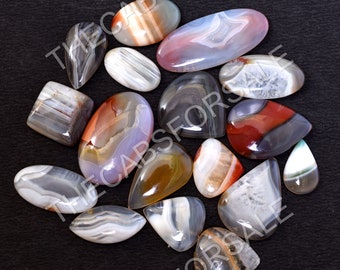 AAA+ Top Quality of Natural Botswana Agate Cabochon Loose Gemstone for Making Jewelry,20 mm to 40 mm Size, Flatback, Hand Made, Gemstone Lot