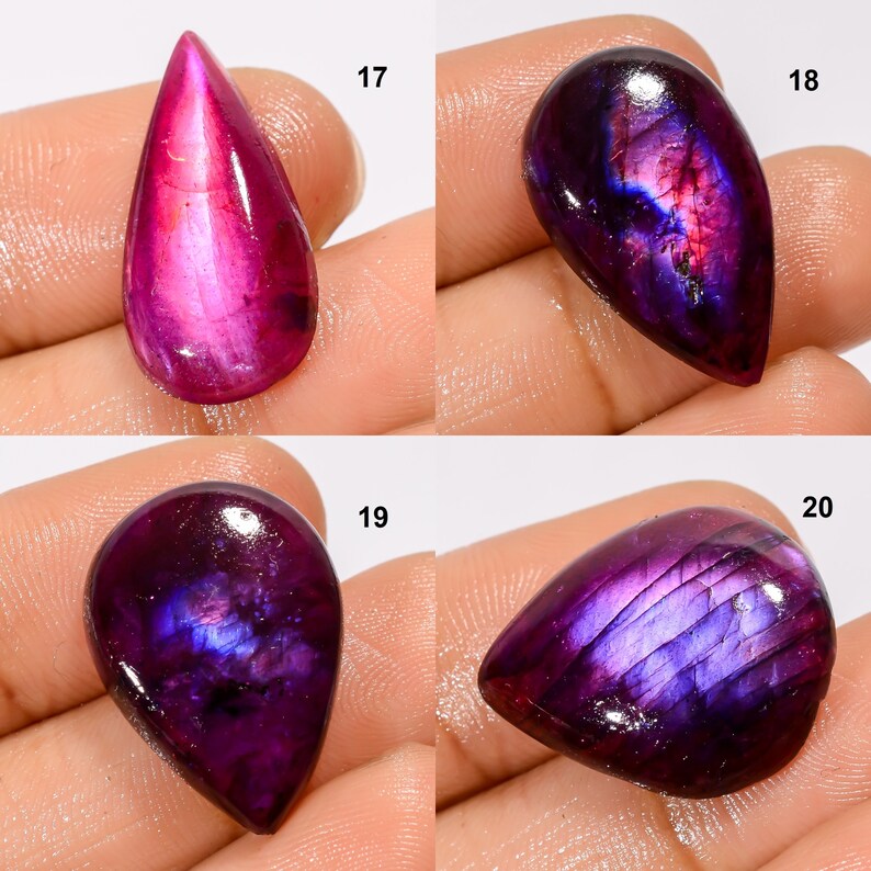 Purple Dyed Labradorite Gemstone Cabochon Heated Purple Labradorite Stone for Making Jewelry, Pink Labradorite Cabochon image 5