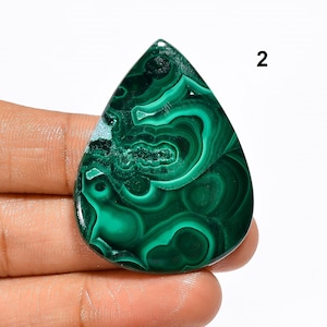 Natural Malachite Cabochon Green Malachite Gemstone Loose Stone for Jewelry Making, Hand Polished with Flatback Malachite Crystal