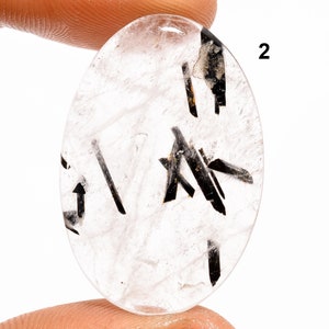 Top Grade Black Rutilated Quartz Crystal Genuine Tourmalinated  Quartz Loose Gemstone Flatback Natural Black Rutile Cabochon