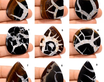 Authentic Black Septarian Nodule Cabochon Fossilized Septarian Gemstone for Jewelry Making, Septarian Cabochon ( Stone Same as Picture