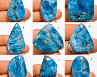 Apatite Cabochon Natural Neon Blue Apatite Stone Loose Gemstone Polished Apatite Crystal For Jewelry Making