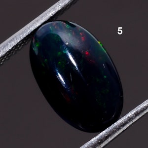 Black Opal Cabochon Ethiopian Opal Gemstone Welo Fire Black Opal Oval Shape Opal October Birthstone Black Opal Cabochon 5. 11x6x3mm, 1ct