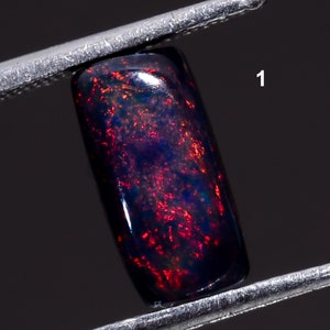 Black Opal Cabochon Ethiopian Opal Gemstone Welo Fire Black Opal Oval Shape Opal October Birthstone Black Opal Cabochon 1. 9x4x2mm, 1ct