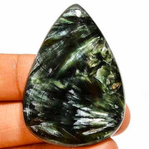 Seraphinite Cabochon Oval Teardrop Cushion Polished Seraphinite Stone Natural Seraphinite Crystal Cabochon, Green Seraphinite Stone