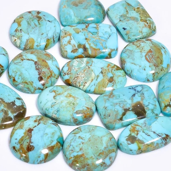 Arizona Kingman Türkis Cabochon Mix Form Lose Edelsteine, Flache Rückseite, Arizona Türkis, Natürlicher Blauer Türkis Cabochon