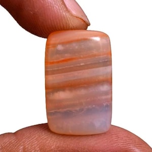 Top natural grey orange Botswana Agate Cabochon, banded silk agate, lace striped agate, worry stone, chakra crystal, gift for her