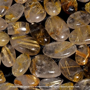 AAA Grade Natürliche goldene Rutil Quarz Glatt Cabochons Gold Rutil Nadel Bulk Edelstein Rutil Quarz Großhandel Stein zur Schmuckherstellung