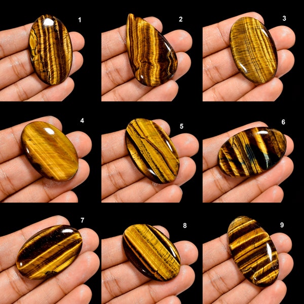 Cabochon en oeil de tigre naturel de première qualité, pierres précieuses en vrac pour la fabrication de bijoux, dos plat, pierre d'oeil de tigre polie à la main