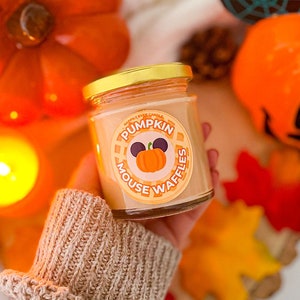 Pumpkin Mouse Waffles Pumpkin Spice Halloween 8oz Candle Soy Wax Vegan and Cruelty Free