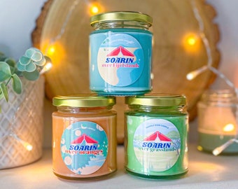 Soarin Inspired Candles - Epcot - Orange Groves - Fiji Islands - Grasslands - Vegan & Cruelty Free - Soy Wax - Highly Scented 8oz Glass Jar