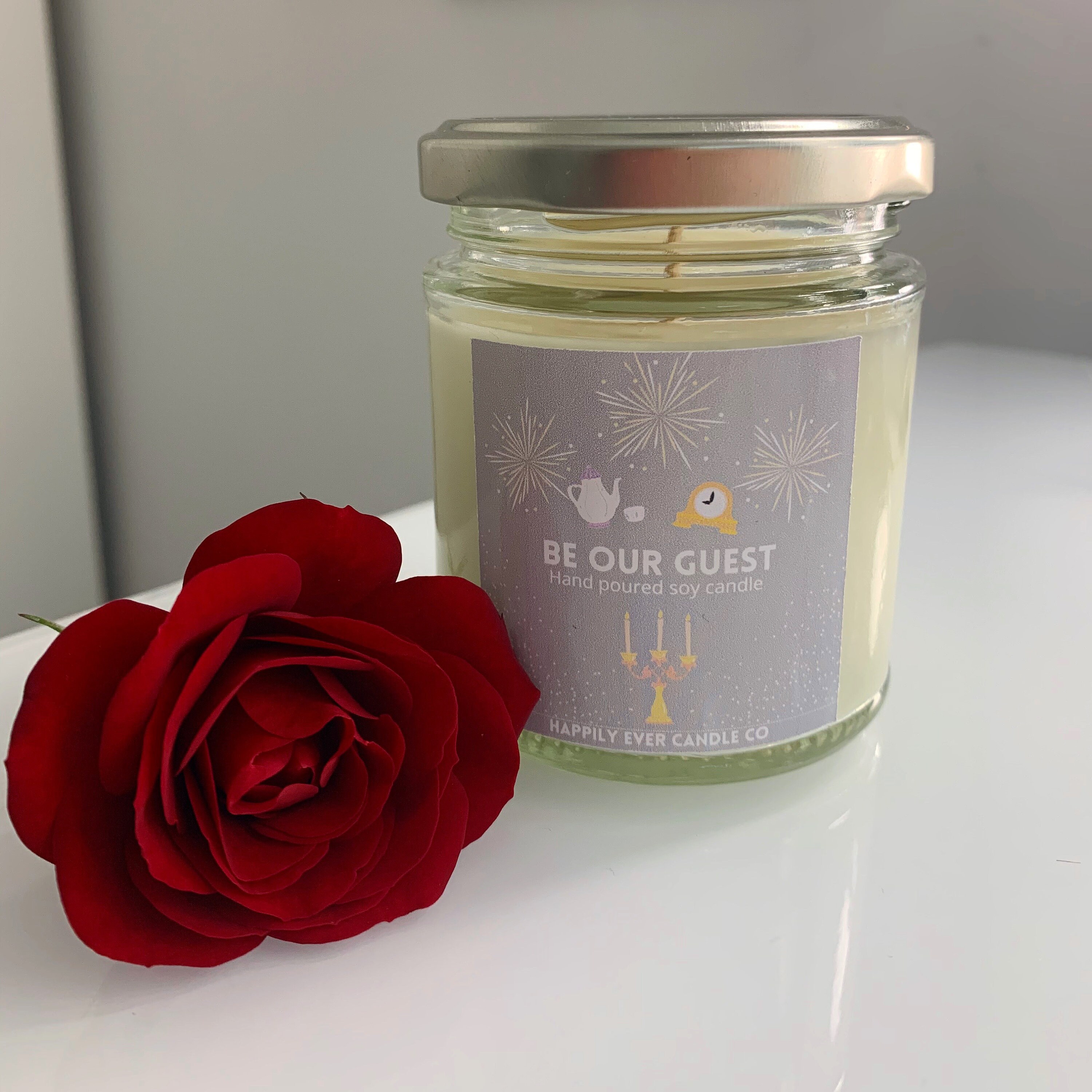 Disney Inspired Be Our Guest 8oz Glass Candle Cruelty free and Etsy