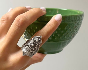 Long Statement Ring, Silver Hippie Ring, Chunky Ring, High Quality Ring, Ethnic Jewelry, Victorian ring, Gothic Ring, Bohemian Jewelry, Z385