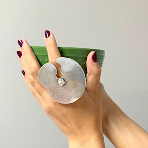 Silver Lotus Leaf Ring, Big Lotus Flower Ring, Lotus Ring for Yoga Lovers, Boho Style Jewelry, Meditation Ring, Gift for Yoga Teacher, Z440
