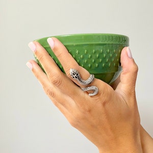 Bohemian Silver Snake ring, Adjustable Snake Ring, Rattlesnake Ring, Wrap Ring, Open Snake Ring, Serpent Ring, Snake Jewelry, 1 Pcs, Z355
