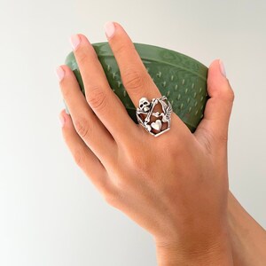 Silver Skeleton Ring, Large Gothic Ring, Heart Detail Ring, Minimalist Silver Ring, Chunky Silver Ring, Extra Big Ring, R414