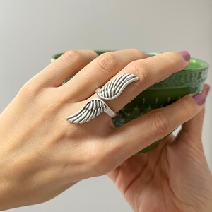 Angel Wings Ring, Feather Ring, Silver Large Angel Wings, Punk Ring, Valentines Day Gift, Unisex Ring, Boho Festival Jewelry, 1 Pcs, Z76