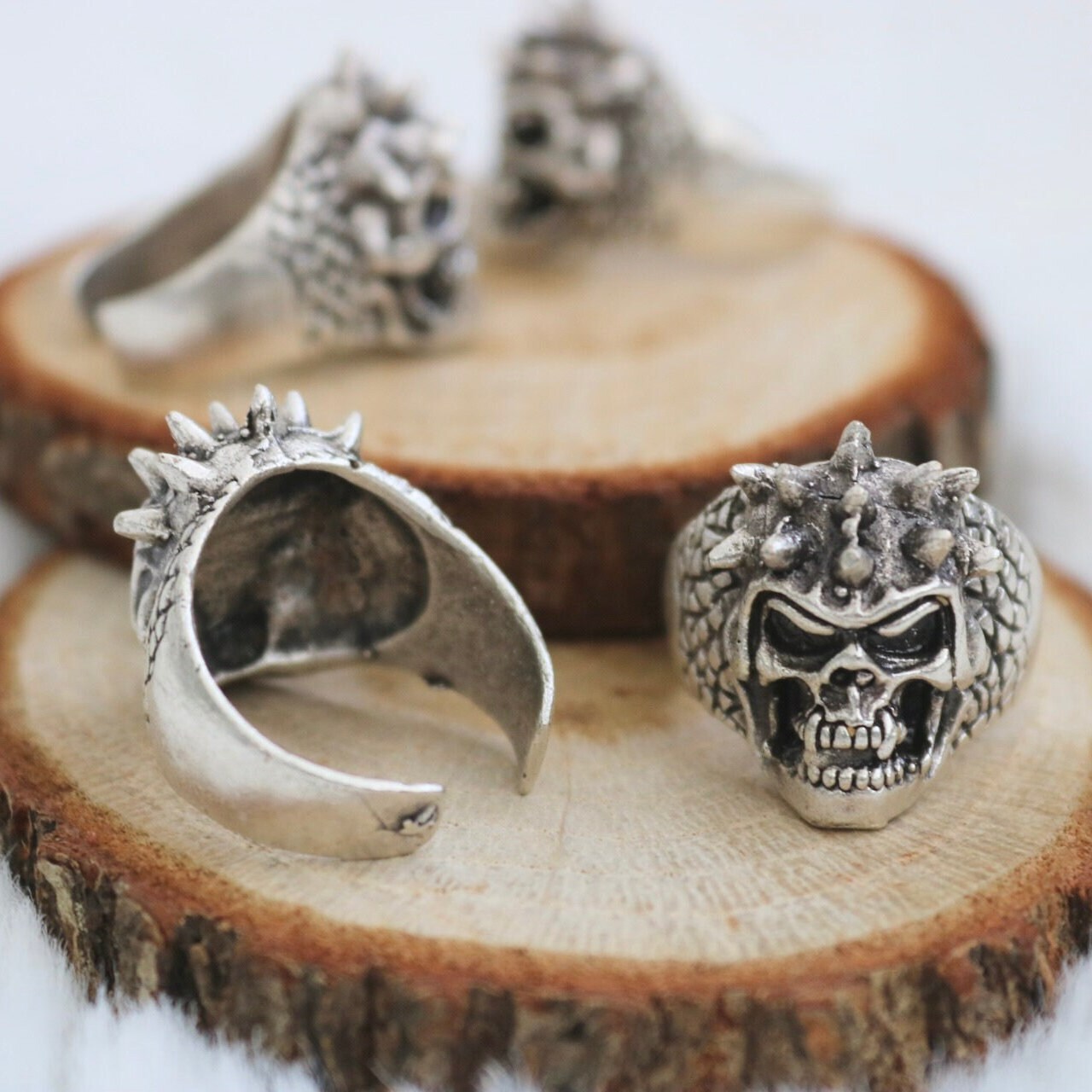 Antique Silver Punker Skull Ring, Handmade Skull Ring, Silver Biker ...