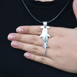 Antique Silver Shark Necklace, Dainty Surfer Pendant, Handmade Shark Necklace, Animal Pendant, Nautical Jewelry, Sea Ocean Jewelry Gifts