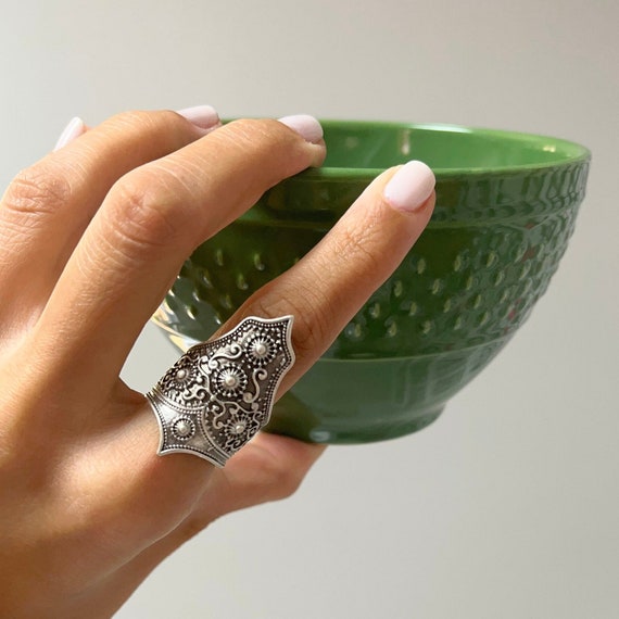 Long Statement Ring, Silver Hippie Ring, Chunky Ring, High Quality Ring, Ethnic Jewelry, Victorian ring, Gothic Ring, Bohemian Jewelry, Z385