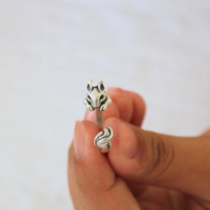 Squirrel Ring, Cute Animal Ring, Adjustable Ring, Brass Squirrel Ring, Nature Inspired Ring, Gothic Style Ring, Unisex Jewelry, 1Pcs, Z359 A
