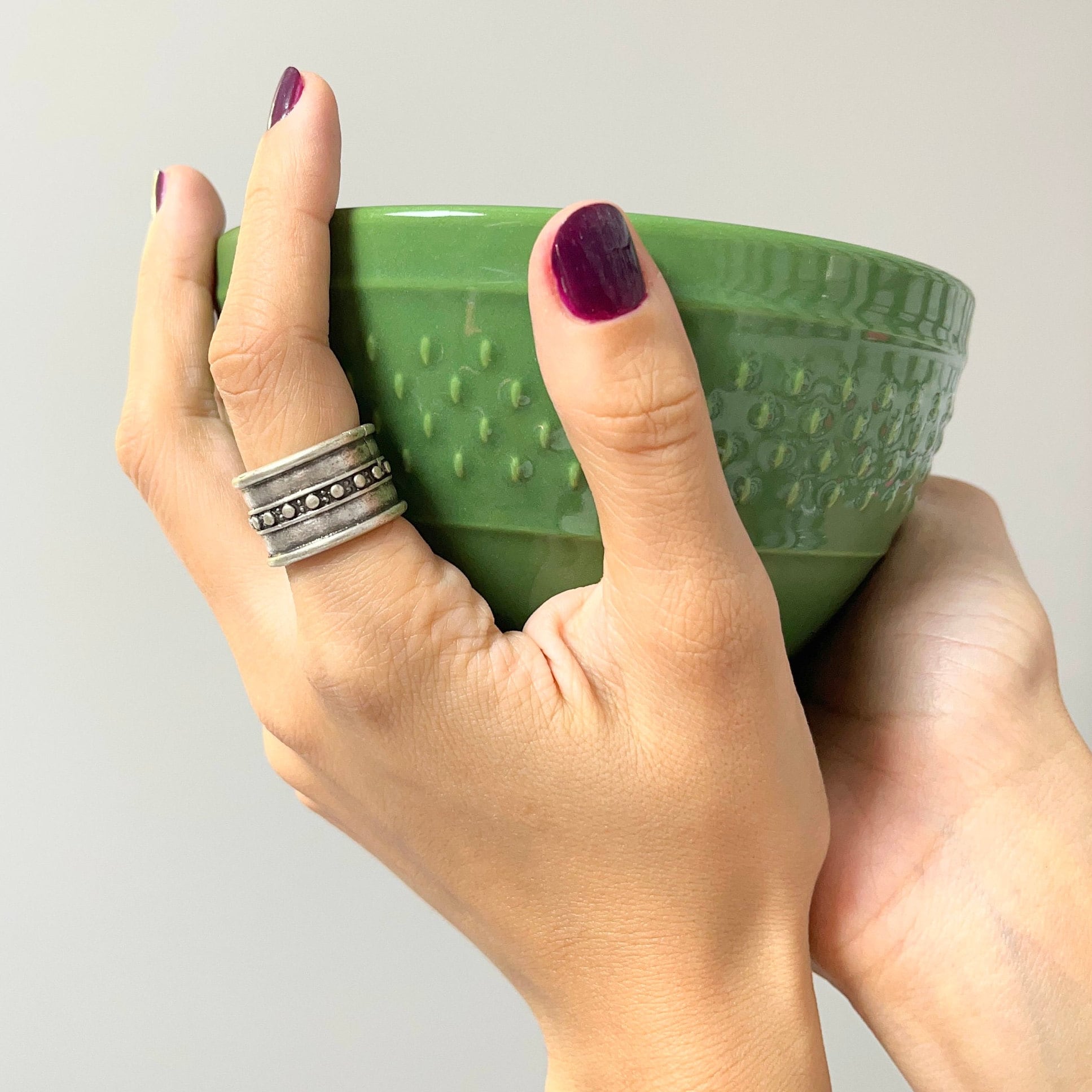 Wide Silver Band Ring, Rock Style Band Ring, Chunky Ring