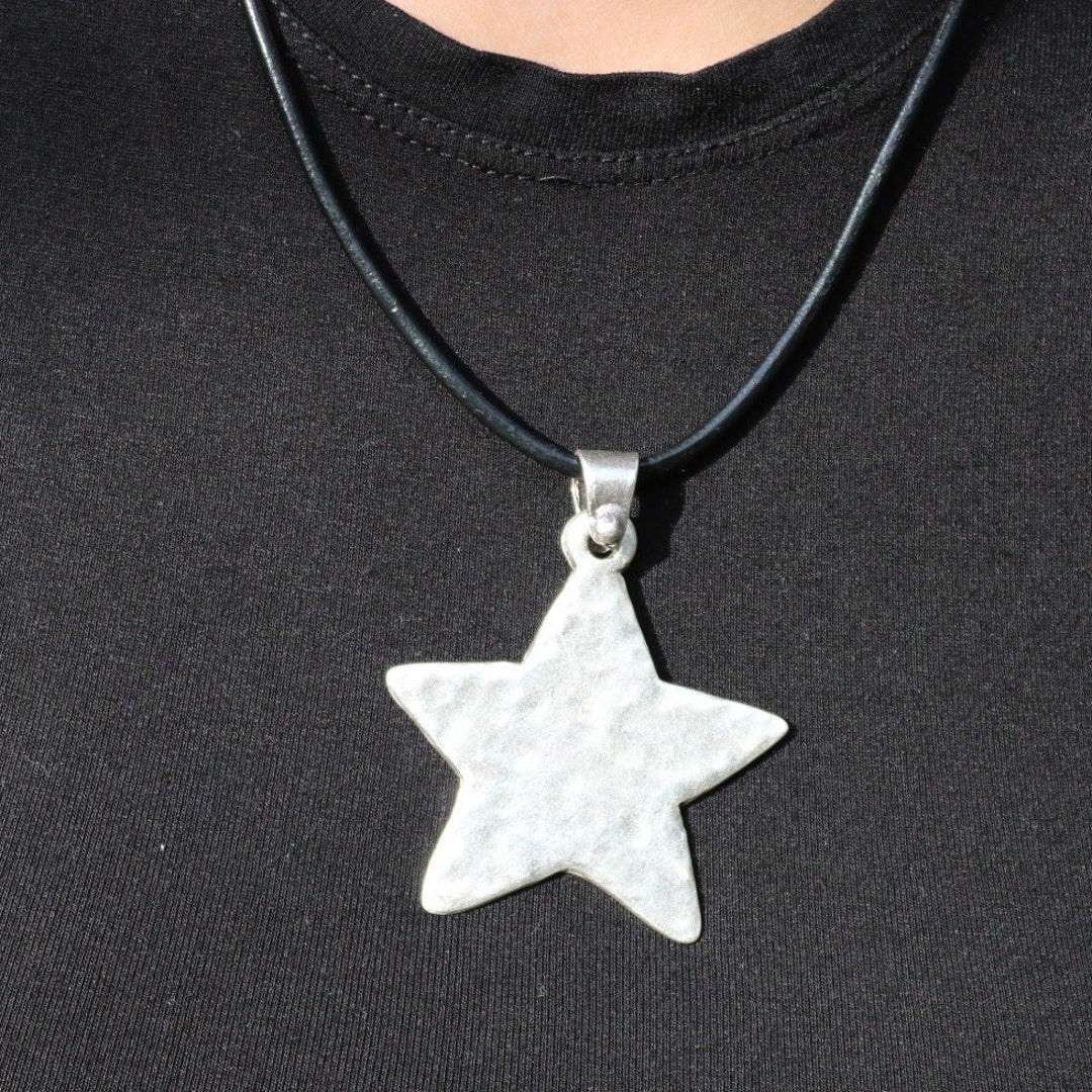 Large Star Necklace Chunky Silver Star Pendant Western Charm Necklace Large star necklace chunky silver star pendant western charm necklace