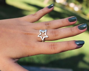 Star Ring, Chunky Star Ring, Astronomy Ring, Celestial Ring, Adjustable Ring, Dainty Star Ring, Everyday Ring, Star Jewelry, 1 Pcs, Z230