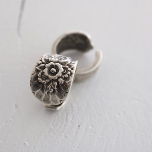 Silver Flower Ring, Flower Ring, Adjustable Ring, Boho Ring, Silver Flower Ring, Brass Ring, Ring with Bouquet,Sİlver Ring, 1 Pcs