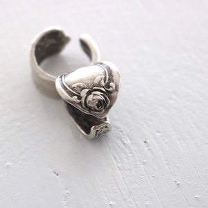 Dainty Rose Ring, Flower Ring, Adjustable Ring, boho ring, silver flower ring, Brass Ring, Punk Ring Rose, Botanical Jewelry, Romantic Gifts