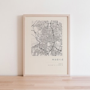 Mapa de Madrid, arte de parede para impressão, mapa para impressão, impressão de mapa da cidade, arte de Madrid, impressão de Madrid, pôster de Madrid, mapa de Madrid, mapa minimalista