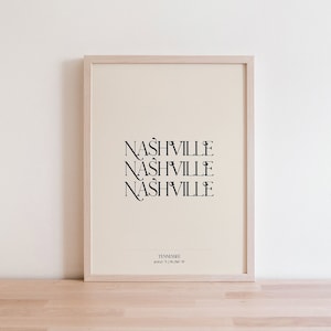 Nashville Art, Printable Wall Art, City Print, Typography Print, Nashville Print, Nashville Poster, Nashville Wall Art, Earth Tone Wall Art