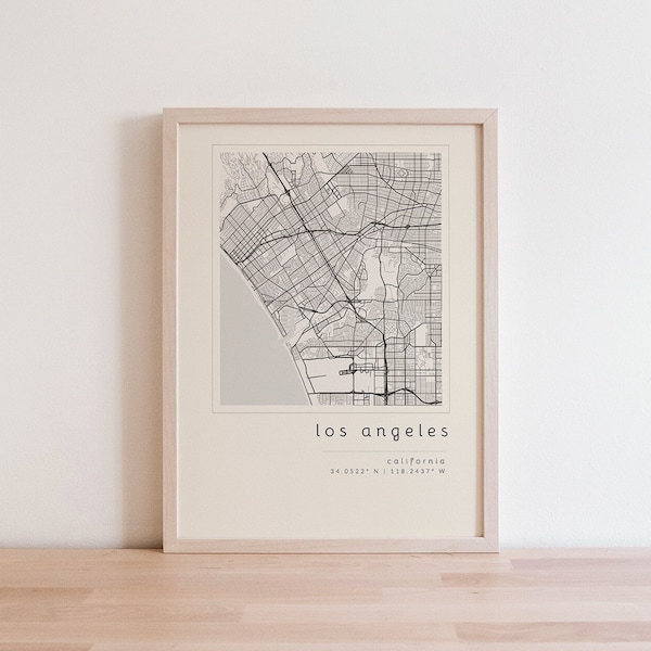 Los Angeles Map, Printable Wall Art, Map Printable, City Map Print, Los Angeles Art, Los Angeles Print, Los Angeles Poster, Map of LA