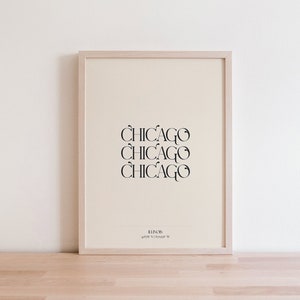 Chicago Art, Printable Wall Art, City Print, Typography Print, Chicago Print, Chicago Poster, Chicago Wall Art, Earth Tone Wall Art, Beige