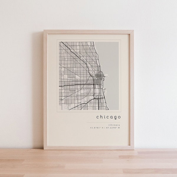 Chicago Map, Printable Wall Art, Map Printable, City Map Print, Chicago Art, Chicago Print, Chicago Poster, Map of Chicago, Minimalist Map