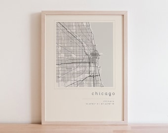 Chicago Map, Printable Wall Art, Map Printable, City Map Print, Chicago Art, Chicago Print, Chicago Poster, Map of Chicago, Minimalist Map