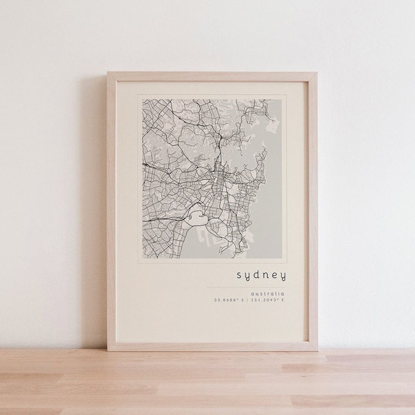 Sydney Map, Printable Wall Art, Map Printable, City Map Print, Sydney Art, Sydney Print, Sydney Poster, Map of Sydney, Minimalist Map