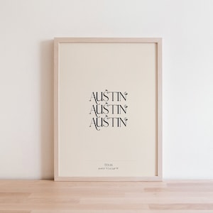 Austin Art, Printable Wall Art, City Print, Typography Print, Austin Print, Austin Poster, Austin Wall Art, Earth Tone Wall Art, Beige