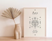Leo Printable Wall Art, Astrology Print, Constellation Print, Zodiac Sign Art, Astrology Gift, Neutral Wall Decor, Neutral Boho Decor