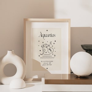 Aquarius Print, Printable Wall Art, Horoscope Print, Aquarius Art Print, Aquarius Gift, Aquarius Wall Art, Aquarius Astrology
