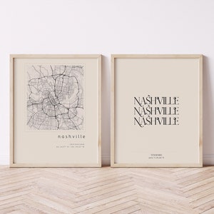 Nashville Set of 2 Prints, Nashville Map, Printable Wall Art, City Print, Typography Print, Nashville Print, Nashville Poster, Nashville Art