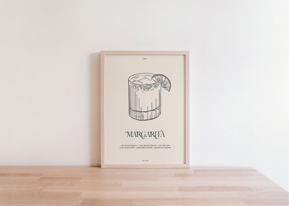 Margarita Print, Bar Cart Print, Cocktail Poster, Cocktail Recipe Art, Home Bar Wall Art, Bar Cart Decor, Cocktail Wall Art, Cocktail Print