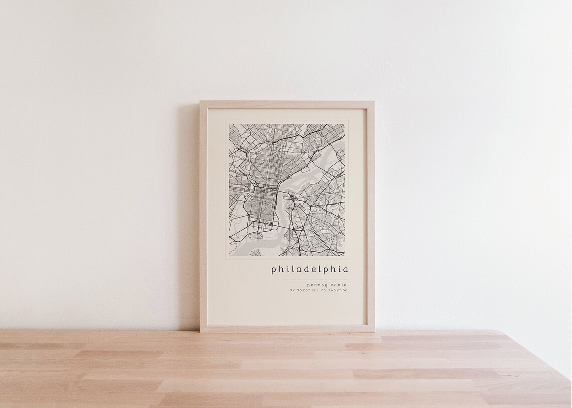 Philadelphia Map, Printable Wall Art, Map Printable, City Map Print