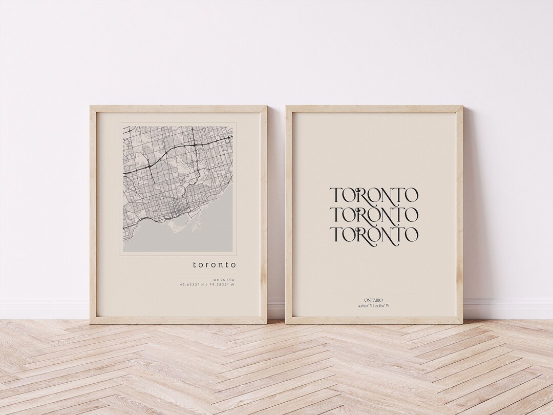 Picture of Toronto Set of 2 Prints, Toronto Map, Printable Wall Art, City Print ...
