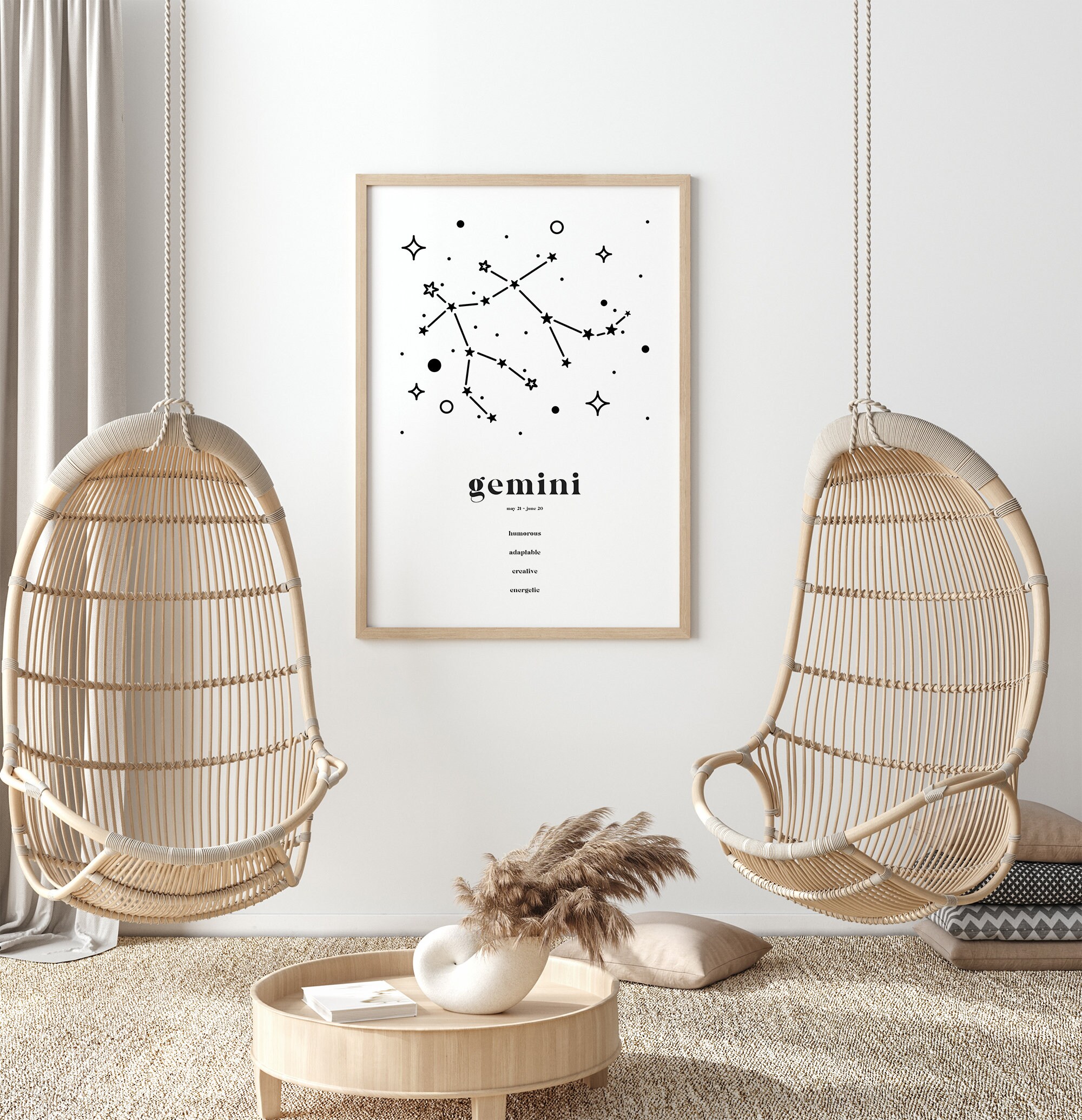 Gemini Printable Wall Art, Astrology Print, Constellation Print, Zodiac ...