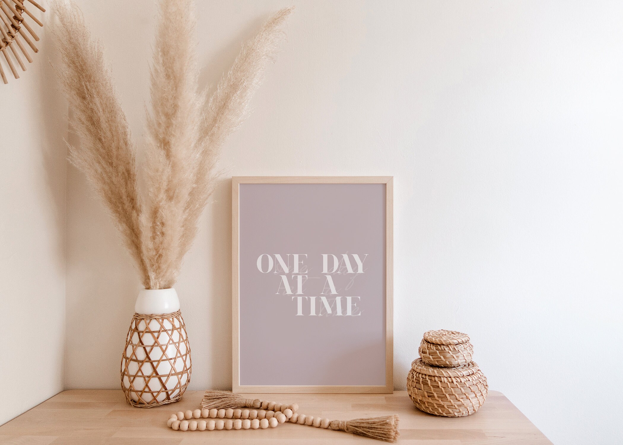 One Day at A Time, Printable Wall Art, Typography Print, Earth Tone ...